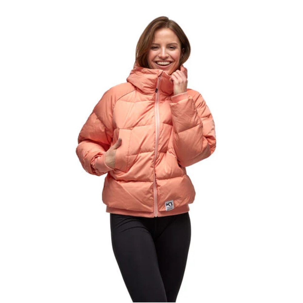 KARI TRAA | coral hooded puffer jacket | size large